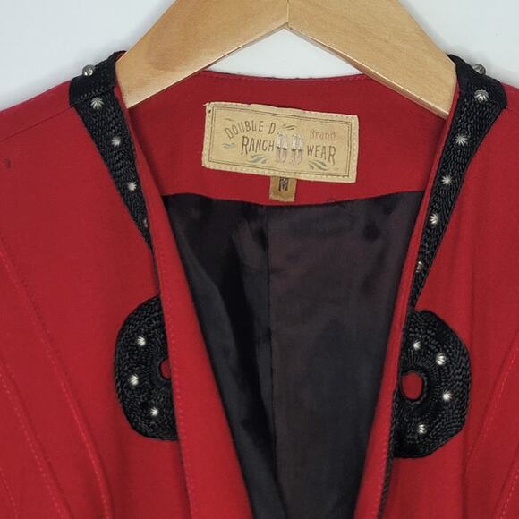 Double D Ranch Wear- Women's Wool Red Bolero Jacket- Size Medium - Picture 3 of 9
